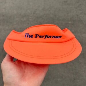 Vintage The Performer Orange Visor Hat Cap Sun Beach Sporty Womens One Size Y2K